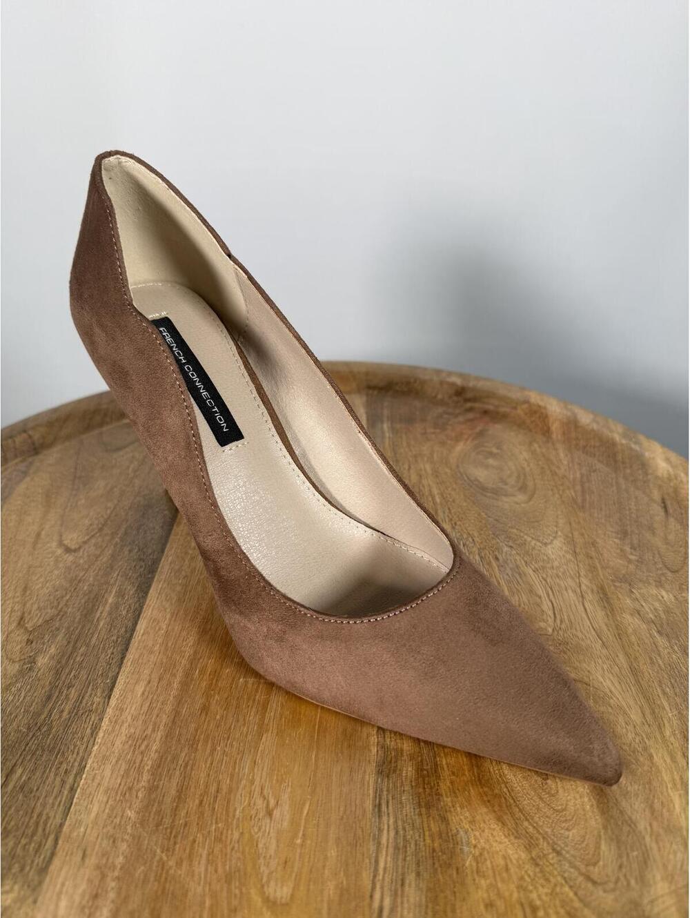 French Connection Suede Pointed Toe Heels Brown Stiletto Pumps US 8 NWB - Picture 9 of 11
